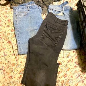 Three pair of men’s blue jeans, size 36, 30